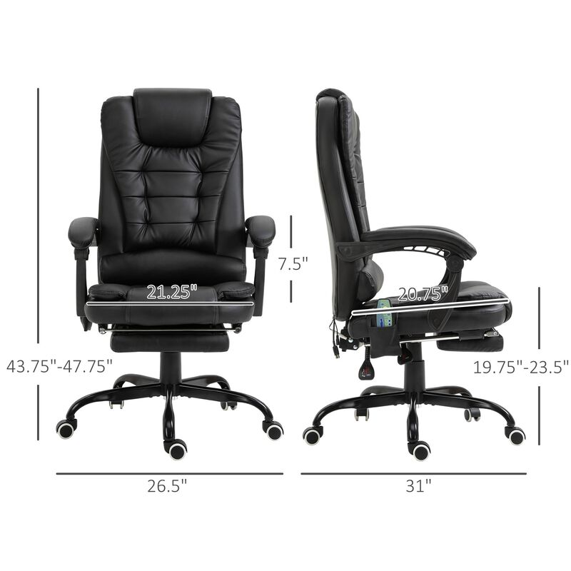 Black Executive Massager: 7-Point Vibrating High Back Office Chair