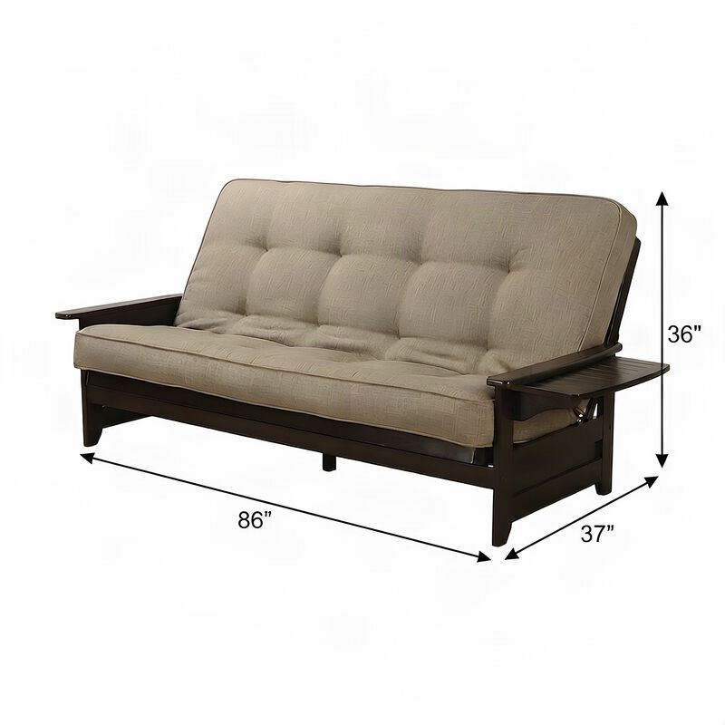 Phoenix Frame Queen-Espresso Finish-Linen Stone Mattress image number 5