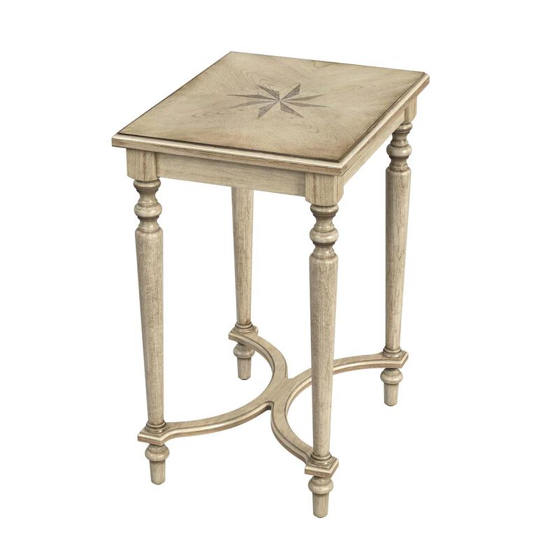 Butler Specialty Tyler Solid Wood Inlay Side Table, Beige
