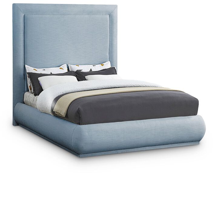 Meridian Furniture Brooke Light Blue Linen Textured Fabric Queen Bed