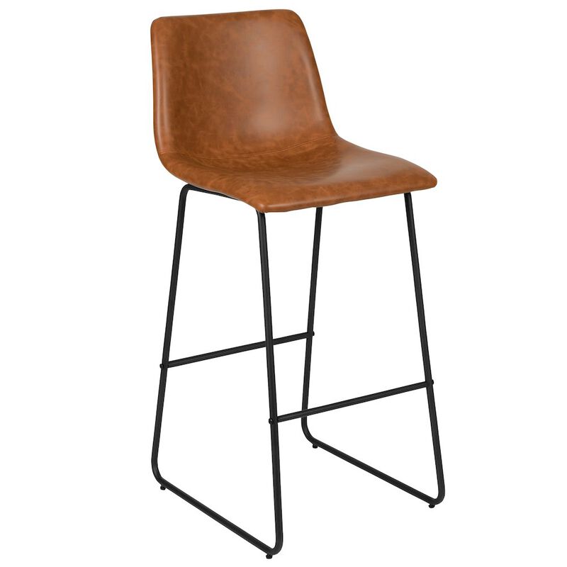 Flash Furniture 30 Inch LeatherSoft Bar Height Barstools in Light Brown, Set of 2 image number 6