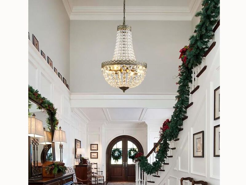 4-Light Bronze Crystal Chandelier – French Empire Mini Pendant for Dining Room, Bedroom & Entryway (E12 Base, 12.6" W × 19.7" H)