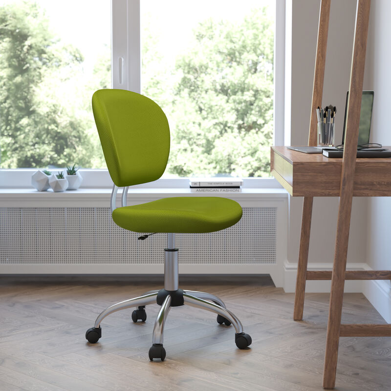 Beverly Mid-Back Apple Green Mesh Padded Swivel Task Office Chair with Chrome Base image number 1