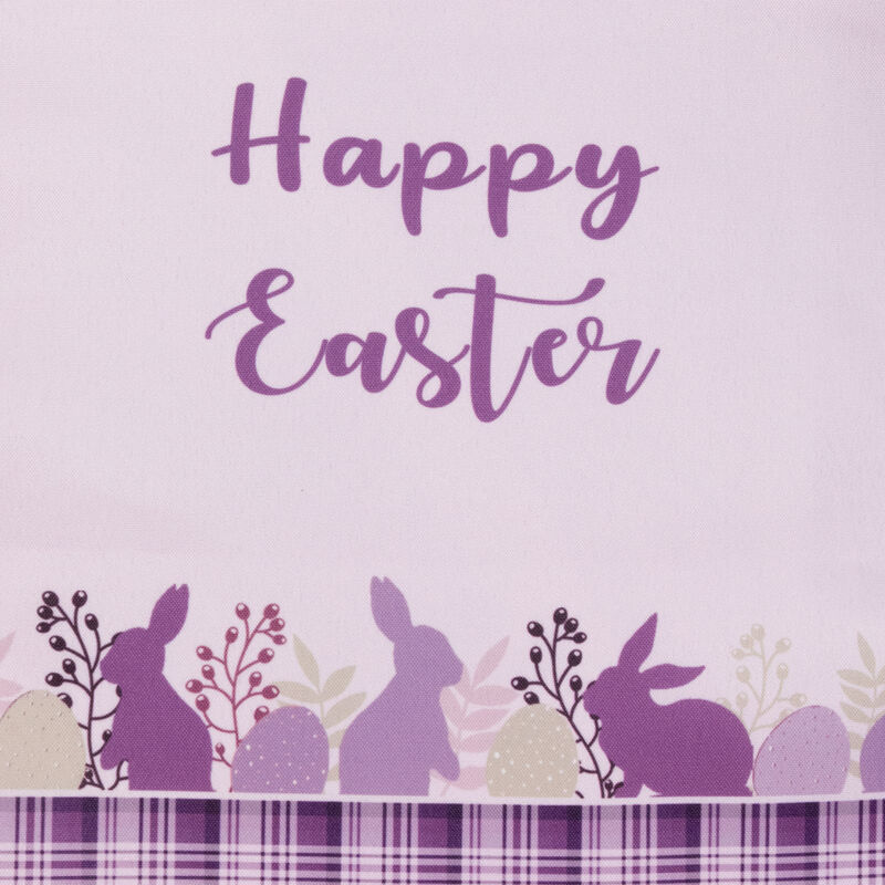 72" Pastel Purple "Happy Easter" Plaid Table Runner image number 3