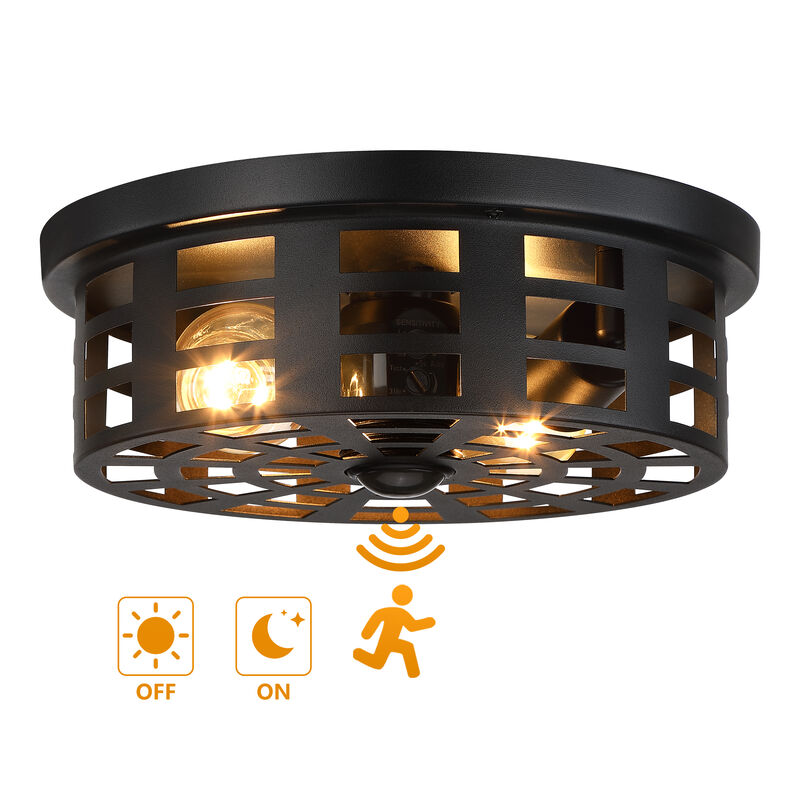 10.94" Modern 2-Light Motion Sensor Outdoor Flush Mount Light image number 1