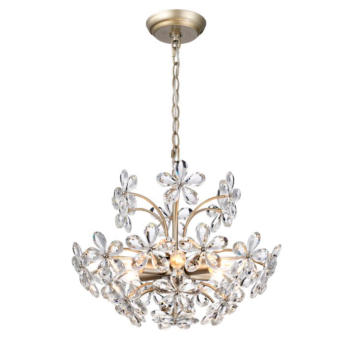 Estela 6-Light 17.7" Brushed Silver-ish Champagne Flower Crystal Chandelier