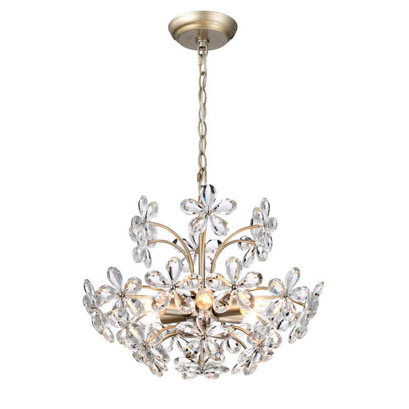 Estela 6-Light 17.7" Brushed Silver-ish Champagne Flower Crystal Chandelier image number 0