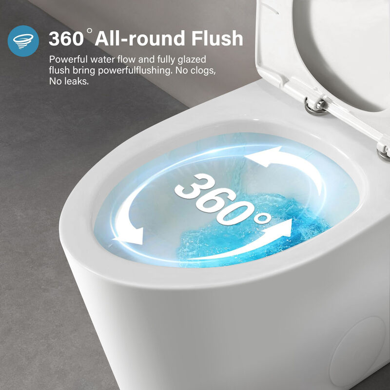 Bothwa Home 14.37"W CUPC Certified, One Piece Elongated Confort Height Toilet, Super Quite Flushing, Dual Flush, Ceramic, Watersense, Leak Resistant image number 6