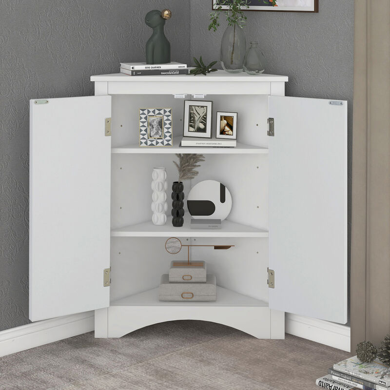ELEMENT ACE Triangle Bathroom Storage Cabinet with Adjustable Shelves Freestanding Floor Cabinet image number 9