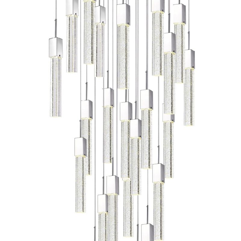 Sparkling Night Chandelier Chrome Metal and Acrylic 25 LED Light Dimmable Extra Large