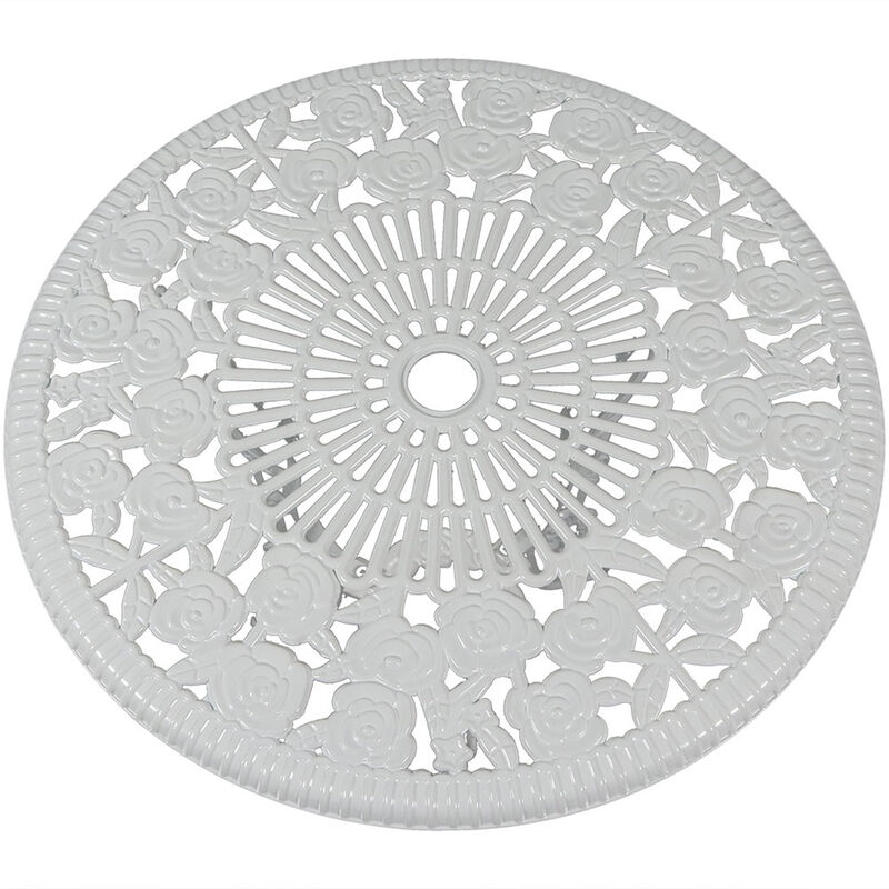 Sunnydaze Flower Design Cast Aluminum 3-Piece Patio Bistro Set - White