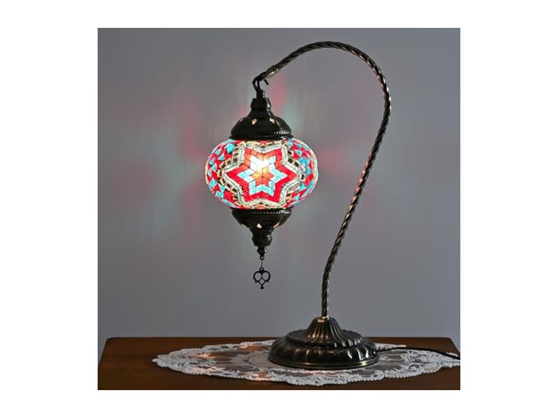 Mosaic Moroccan Table Lamp For Living Room Bedroom Bedside Blue image number 2