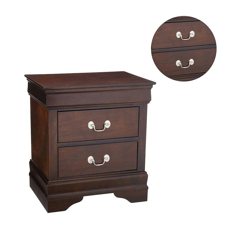 Simple Relax Wood Nightstand with 2 Drawers in Cappuccino image number 2