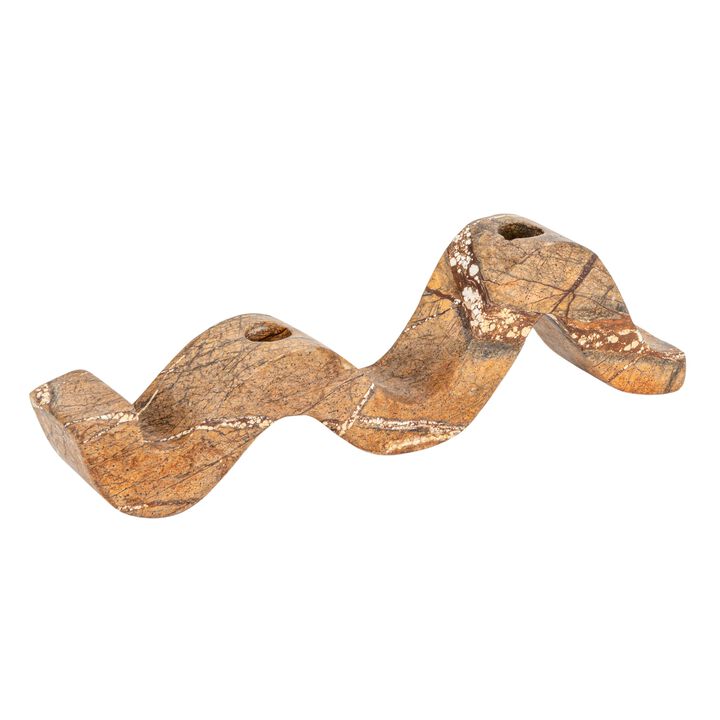 Marble Wave Double Taper Candle Holder, Brown Forest
