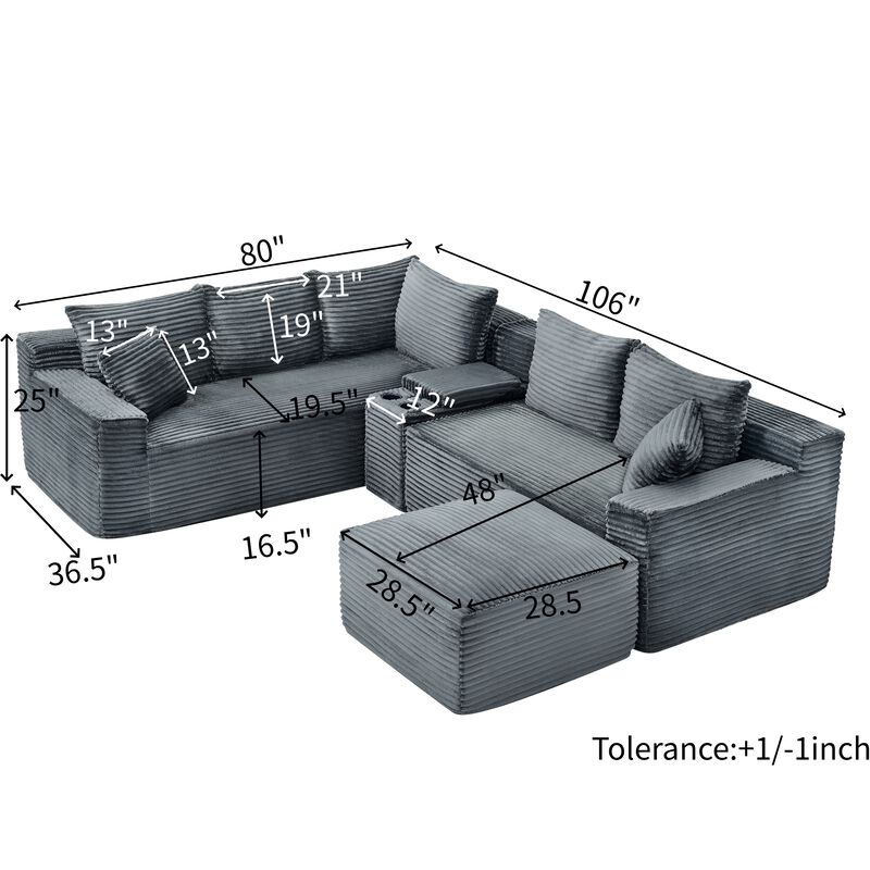Prink L-Shaped Modular Sectional Sofa image number 6