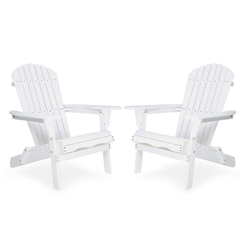 Set of 2 Garden Wood Lounge Chairs &ndash; Outdoor Folding Adirondack Patio Chairs