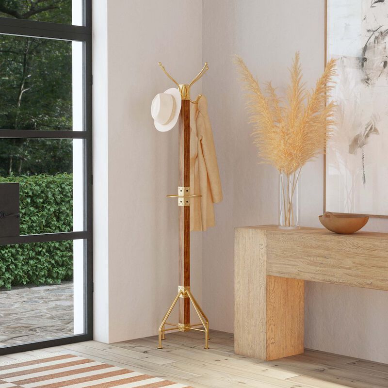 Butler Specialty Company Logan Square Wood & Antique Coat Rack/Tree, Medium Brown