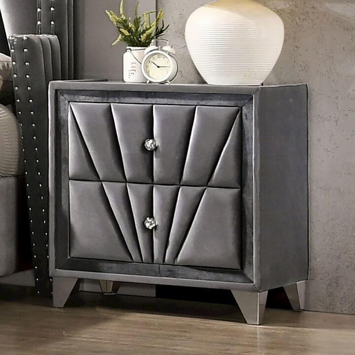 Simple Relax Fabric and Wood Nightstand with 2 Drawers in Gray