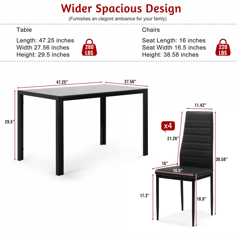 Reklo Modern 5‑Piece Dining Table Set image number 9