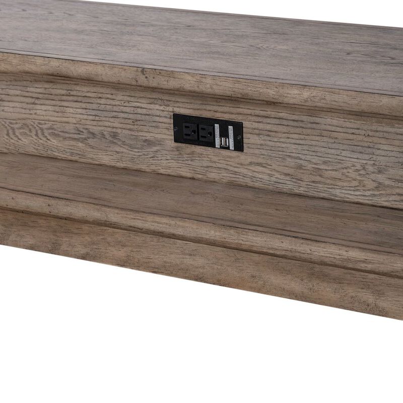 Liberty Furniture City Scape Metal Accent Oak Wood Console Bar Table for Living Room, Beige image number 6