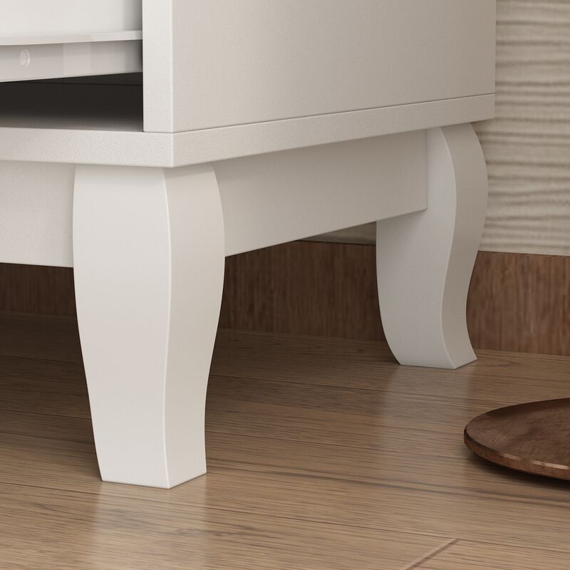 White Wooden Accent Storage Cabinet, Dresser, Chest, Vanity, with 6 Large Drawers, for Bedroom, Livingroom