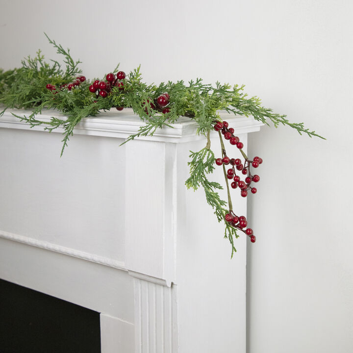 5' x 10" Frosted Red Berry Artificial Christmas Garland  Unlit