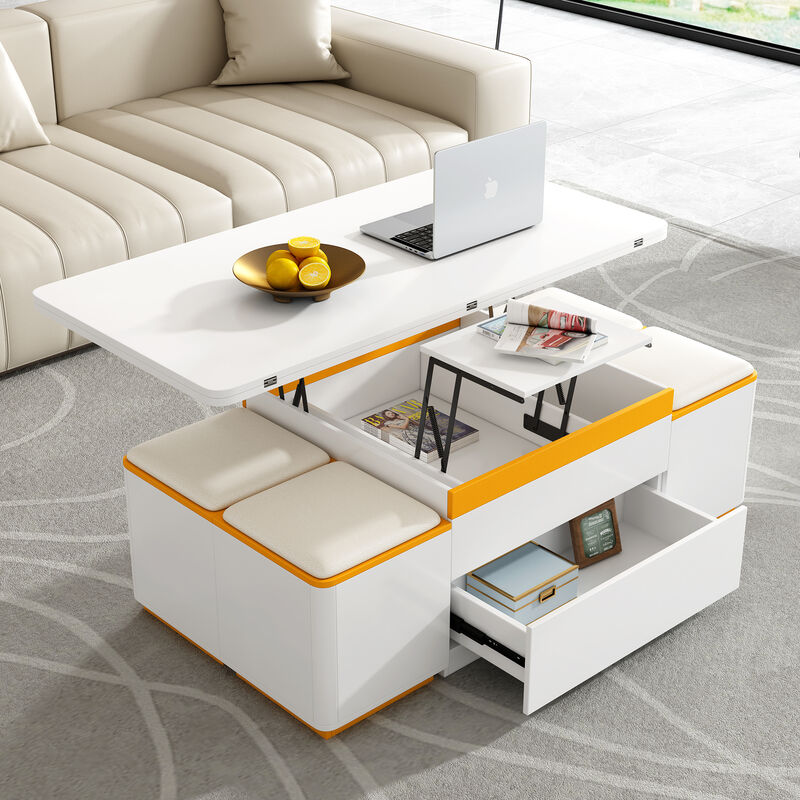Merax Convertible Coffee Table with Lift Mechanism & Foldable Dining Extension image number 3