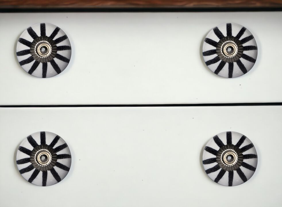 HomeRoots Set of Eight Black And White Ceramic And Metal Drawer Pull Knobs