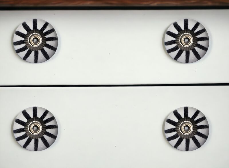 HomeRoots Set of Eight Black And White Ceramic And Metal Drawer Pull Knobs image number 1