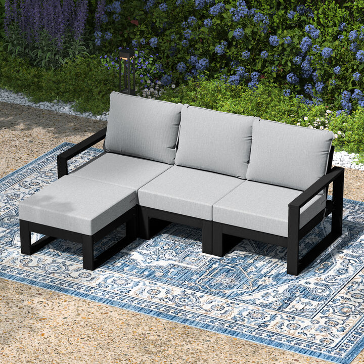4-Piece Outdoor HDPE All-Weather Deep Seating Patio Sofa Sectional Set