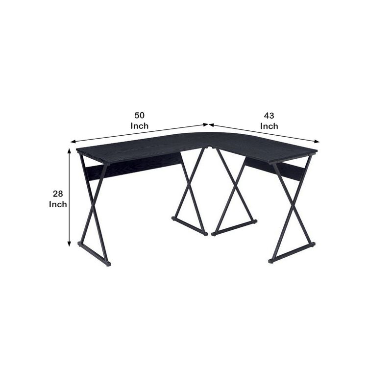 Writing Desk with L Shaped Top and S-Shaped Base