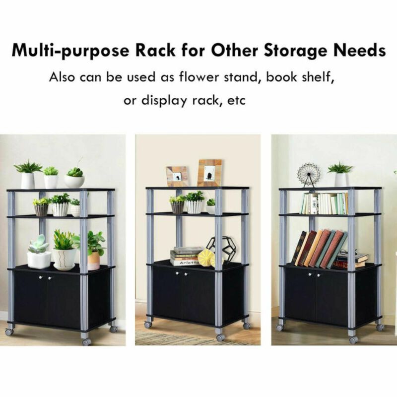 Hivvago Microwave Rack Stand Rolling Storage Cart