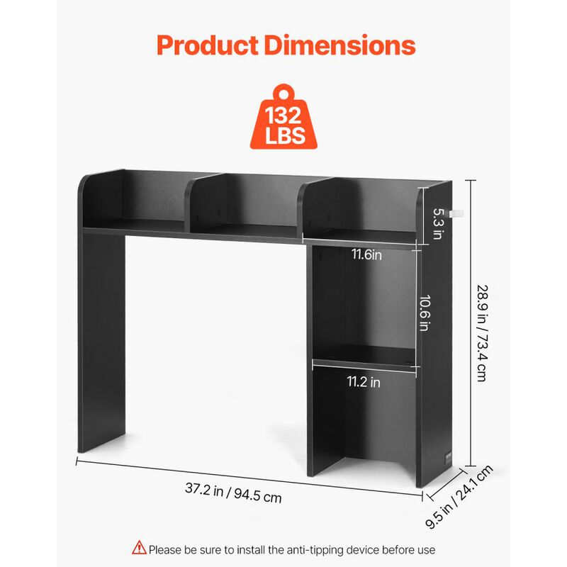 2-Tier Desktop Bookshelf Wood Organizer with Display Shelf for Office image number 2