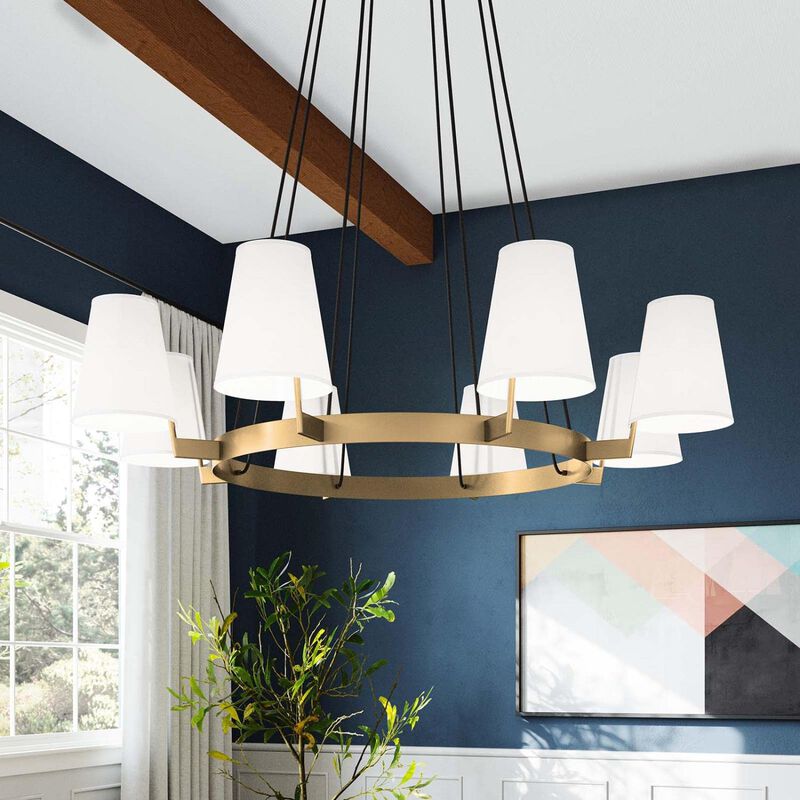 Modway Surround 8-Light Chandelier in White Satin Brass image number 2