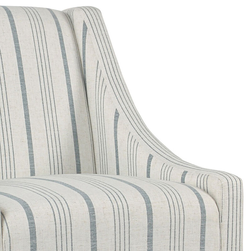 Stripe Pattern Fabric Upholstered Accent Chair with Wooden Legs, Multicolor image number 4