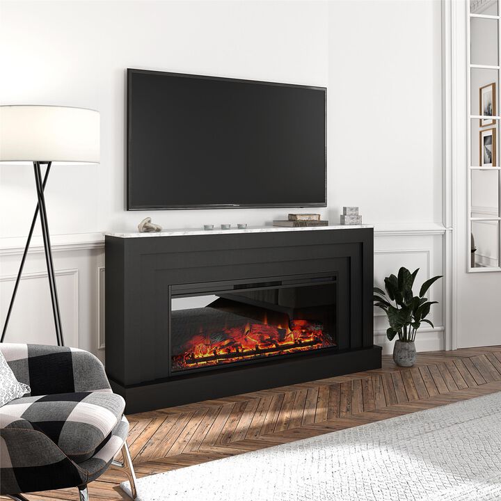 Lynnhaven Wide Mantel with Linear Electric Fireplace