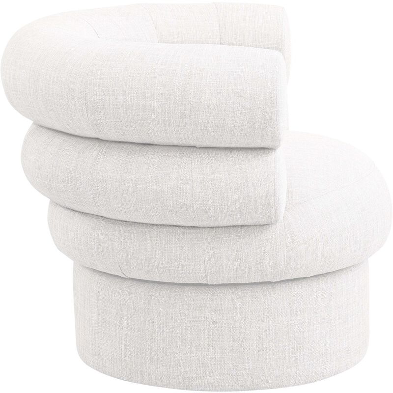 Meridian Furniture Valentina Cream Linen Textured Fabric Accent Swivel Chair