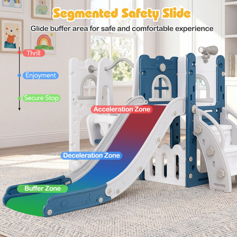7-in-1 Toddler Swing and Slide Set with Ladder and Basketball Hoop image number 3