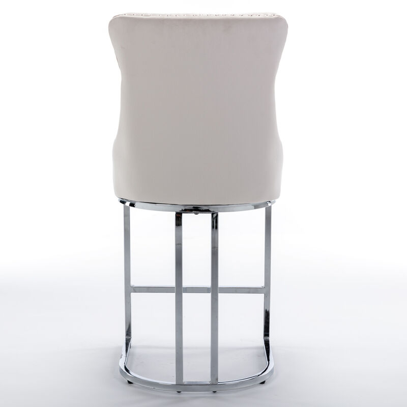 Streamdale 2-Pack Modern Velvet Bar Stools with Metal Legs image number 8