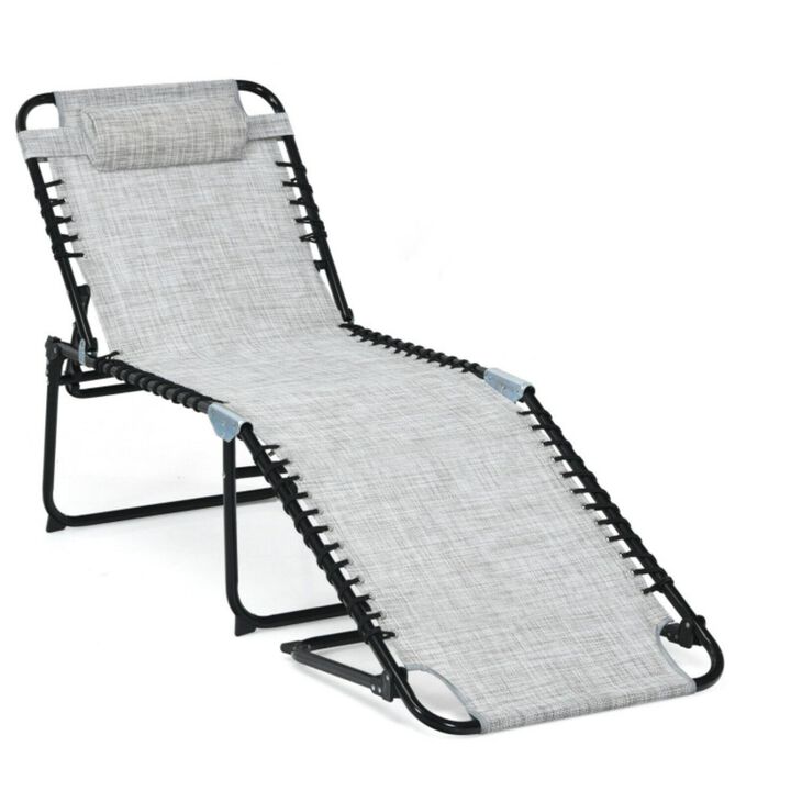 Hivvago Foldable Recline Lounge Chair with Adjustable Backrest and Footrest