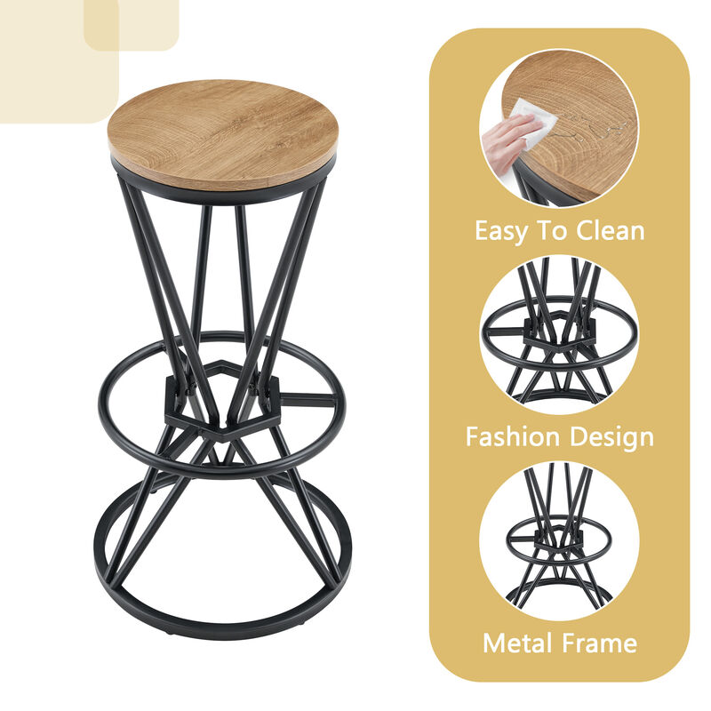 Whisen 31.5" Bar Set, 3-Piece MDF Metal Industrial Style for Home Kitchen image number 6