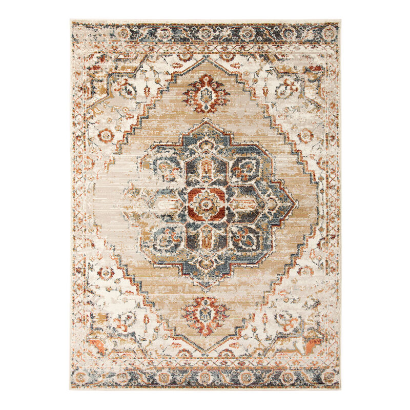 5 x 7 gold Medallion Power Loom Area Rug