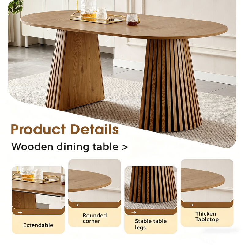 Oval Wooden Extendable Dining Table image number 3