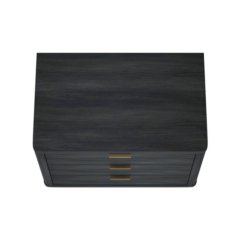 Evelyn Wide 3-Drawer Nightstands in Dark Gray (Set of 2)
