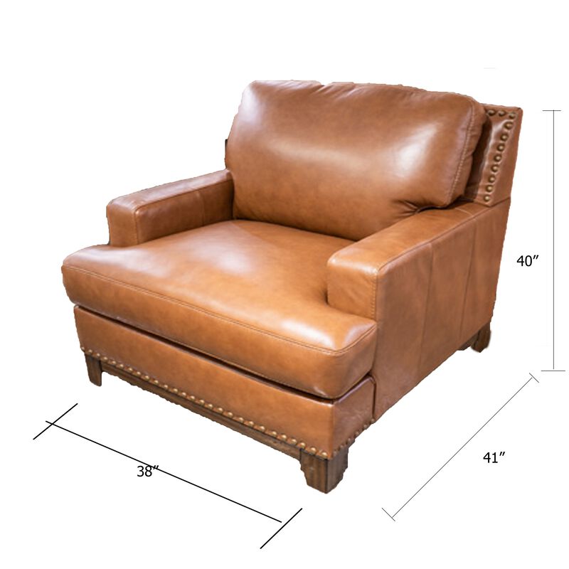 Sany Accent Armchair, Plush and Classic Amber Brown Leather Cushions image number 5