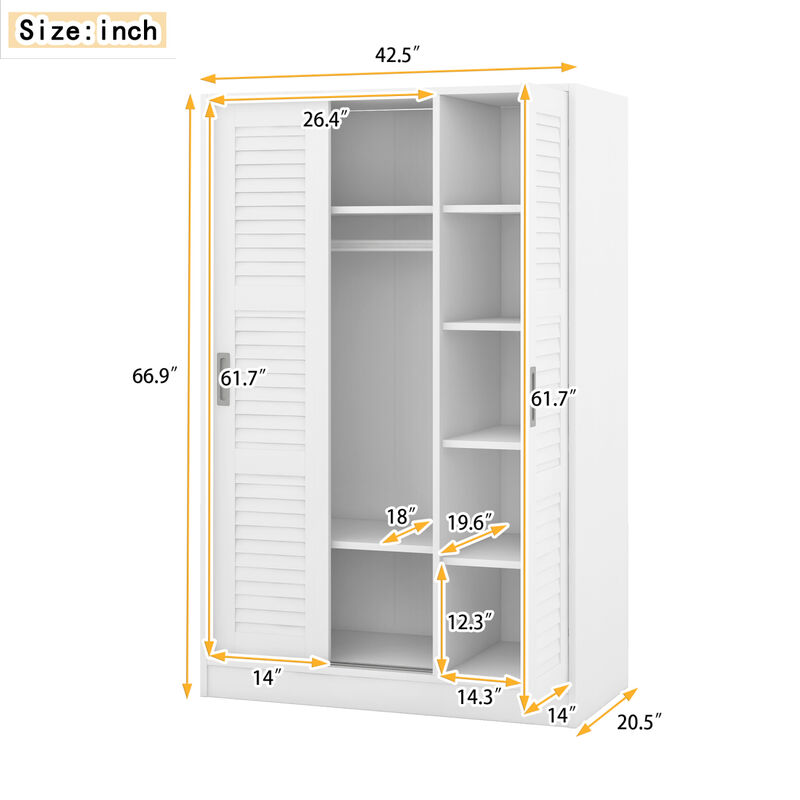 Streamdale 3-Door Shutter Wardrobe With Shelves