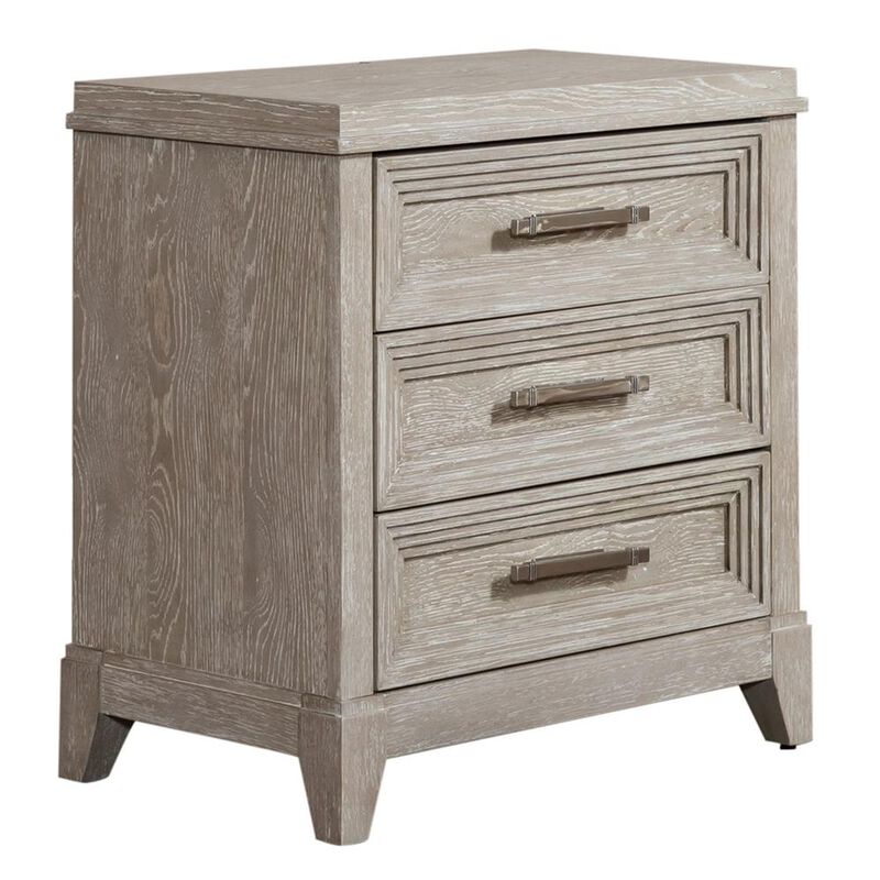 Liberty Furniture Belmar 3 Drawer Night Stand in Washed Taupe image number 1