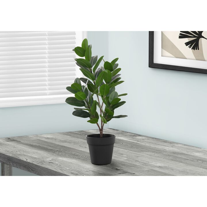 Monarch Specialties I 9504 - Artificial Plant, 28" Tall, Garcinia Tree, Indoor, Faux, Fake, Floor, Greenery, Potted, Real Touch, Decorative, Green Leaves, Black Pot