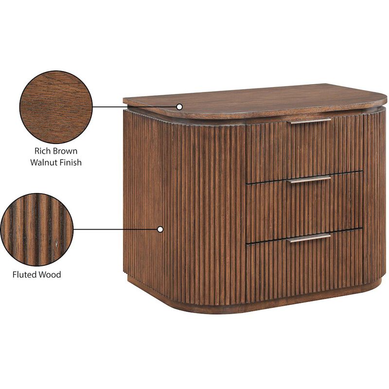 Meridian Furniture Astrid Brown Solid Wood And Oak Veneer Nightstand