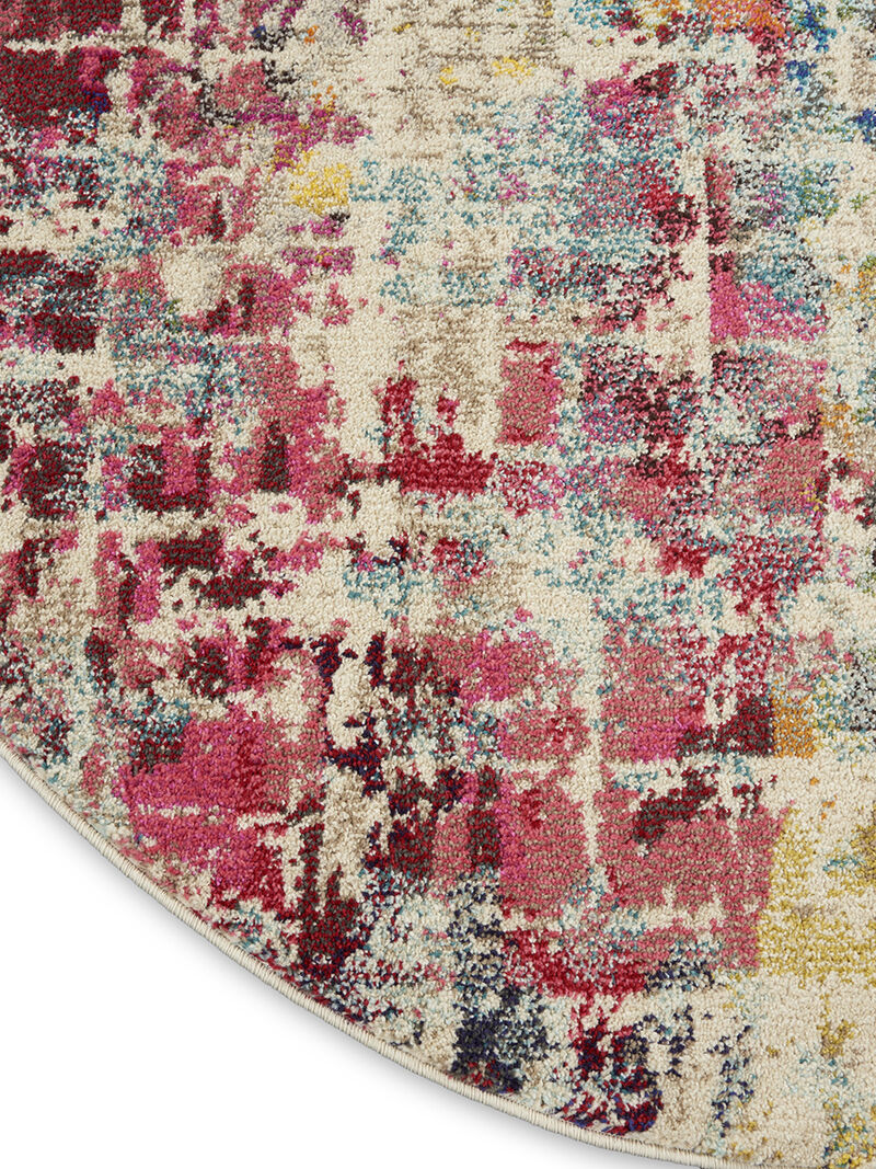 Celestial CES13 Pink/Multicolor 4' x Round Rug